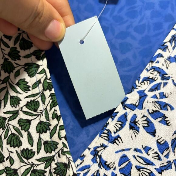 Ann Taylor True Wrap Flare Maxi Dress Lined Boho 3/4 Sleeve Blue 00P Floral - Picture 12 of 13